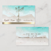 Carte De Visite Instructeur de Yoga Gold Tree femmes Silhouette (Devant / Derrière)