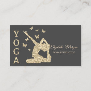 Carte De Visite Instructeur de yoga, Gris Gold Parties scintillant