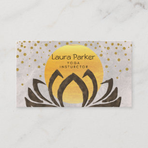 Carte De Visite Instructeur de Yoga Lotus Flower Gold Confetti