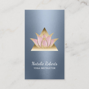 Carte De Visite Instructeur de Yoga Lotus Flower Gold Triangle