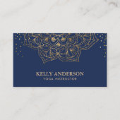 Carte De Visite Instructeur de Yoga Lotus Mandala Elegant Marine & (Devant)