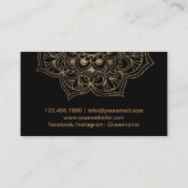 Carte De Visite Instructeur de Yoga Lotus Mandala noir & or (Dos)
