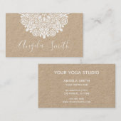 Carte De Visite Instructeur de Yoga Mandala Floral Blanc Naturel (Devant / Derrière)