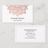 Carte De Visite Instructeur de Yoga Mandala Gold Rose moderne (Devant / Derrière)