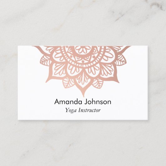 Carte De Visite Instructeur de Yoga Mandala Gold Rose moderne (Devant)