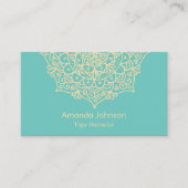 Carte De Visite Instructeur de Yoga Mandala Turquoise et or modern (Devant)