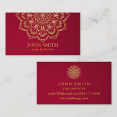 Carte De Visite Instructeur de Yoga Mandala Turquoise & Or moderne (Devant / Derrière)