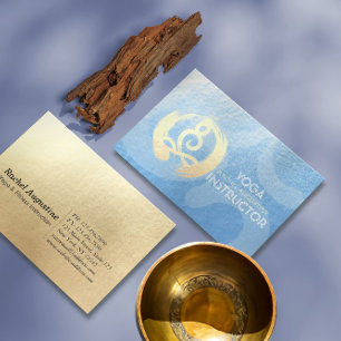 Carte De Visite Instructeur de Yoga Méditation Bleu & Or Pose ZEN