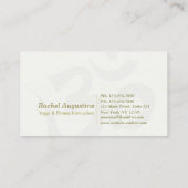 Carte De Visite Instructeur de Yoga Méditation d'or blanc Pose ZEN (Dos)