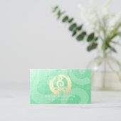 Carte De Visite Instructeur de Yoga Méditation d'or vert Pose ZEN (Debout devant)