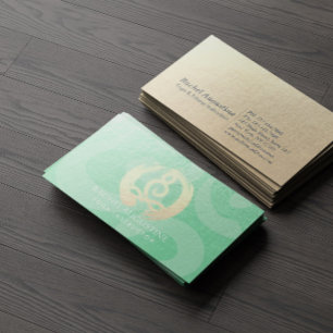 Carte De Visite Instructeur de Yoga Méditation d'or vert Pose ZEN 