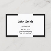 Carte De Visite Instructeur de Yoga Modern Bold Border Professionn (Dos)