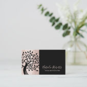 Carte De Visite Instructeur de yoga Moderne Blush Rose Black Life  (Debout devant)