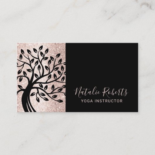 Carte De Visite Instructeur de yoga Moderne Blush Rose Black Life  (Devant)