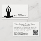 Carte De Visite Instructeur de Yoga moderne élégant (Devant / Derrière)