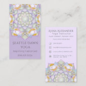 Carte De Visite Instructeur de Yoga moderne Lotus Mandala blanc (Devant / Derrière)