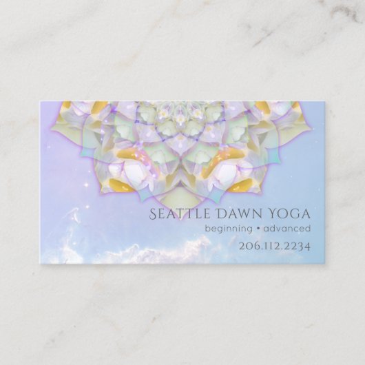 Carte De Visite Instructeur de Yoga moderne Lotus Mandala blanc (Devant)