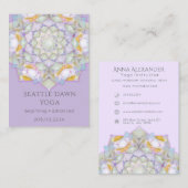 Carte De Visite Instructeur de Yoga moderne Lotus Mandala blanc (Devant / Derrière)