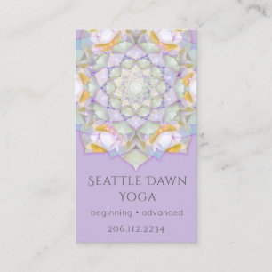 Carte De Visite Instructeur de yoga moderne Mandala Lotus Blanc