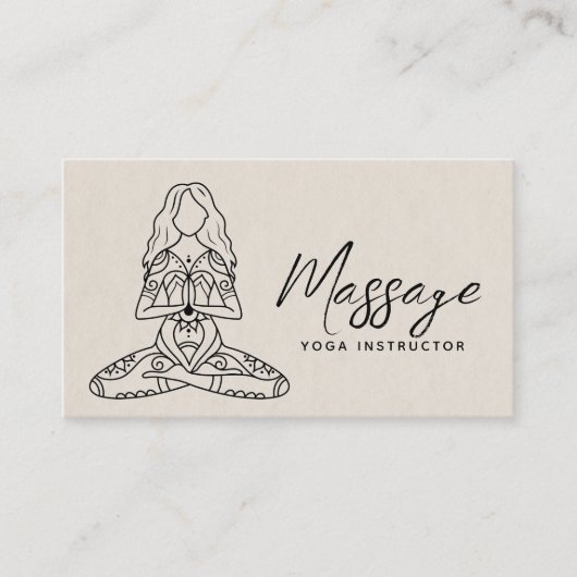 Carte De Visite Instructeur de Yoga moderne Script Yoga (Devant)