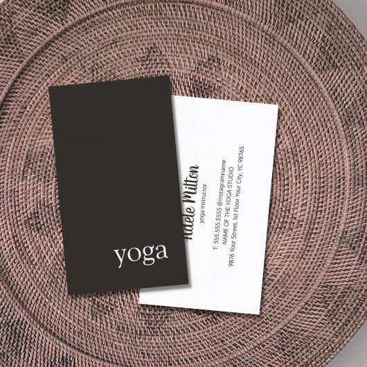 Carte De Visite Instructeur de Yoga noir blanc minimal