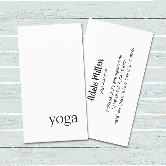 Carte De Visite Instructeur de Yoga noir blanc minimal