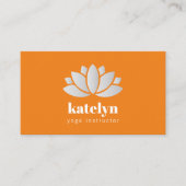 Carte De Visite Instructeur de Yoga Orange Lotus Icon Elégant Mode (Devant)