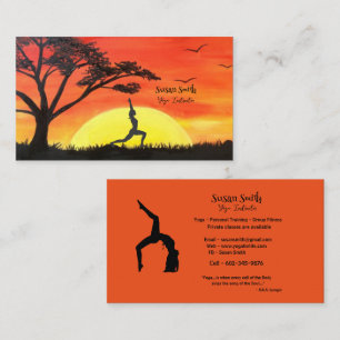 Carte De Visite Instructeur de Yoga Orange Sunset Yoga Pose