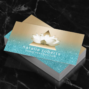 Carte De Visite Instructeur de yoga Parties scintillant Turquoise