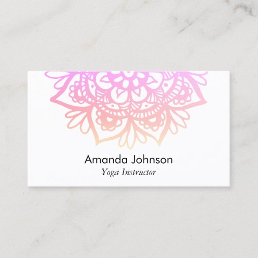 Carte De Visite Instructeur de Yoga Pastel Mandala (Devant)