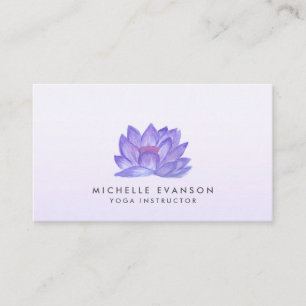 Carte De Visite Instructeur de Yoga Purple Floral Lotus Élégant
