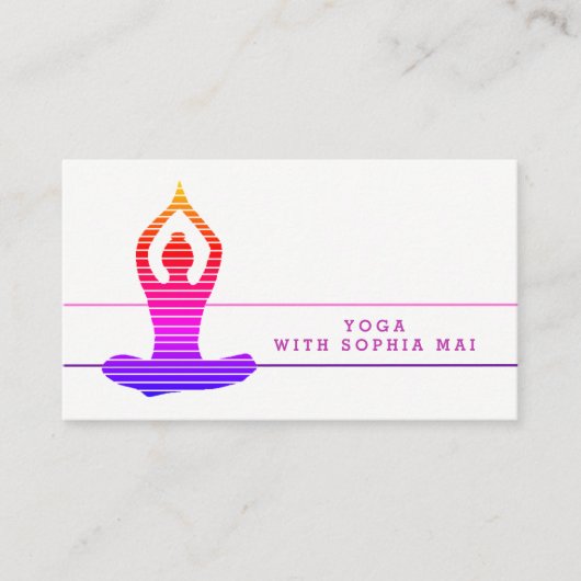 Carte De Visite Instructeur de yoga rayé vibrant (Devant)