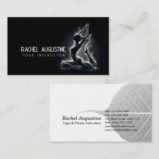 Carte De Visite Instructeur de Yoga Reiki Pose King Pigeon à une j (Devant / Derrière)