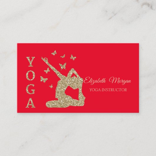 Carte De Visite Instructeur de yoga, Rouge, Parties scintillant d' (Devant)