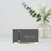 Carte De Visite Instructeur de Yoga Silhouette Femmes Lune Or (Debout devant)