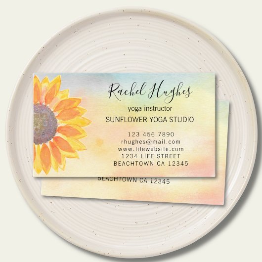 Carte De Visite Instructeur de Yoga Studio Sunflower