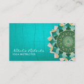 Carte De Visite Instructeur de yoga Stylish Turquoise Mandala Zen (Devant)