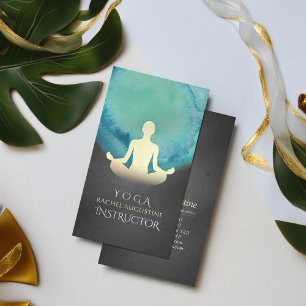 Carte De Visite Instructeur de Yoga Turquoise Black Gold Meditatio