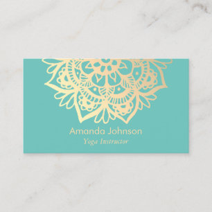 Carte De Visite Instructeur de yoga Turquoise Gold Mandala