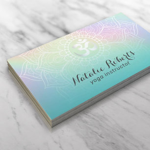 Carte De Visite Instructeur de yoga Turquoise Holographic Mandala