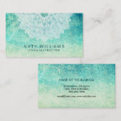 Carte De Visite Instructeur de Yoga Turquoise Lotus Fleur Aquarell (Devant / Derrière)