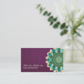 Carte De Visite Instructeur de yoga Turquoise Mandala Flower Vinta (Debout devant)