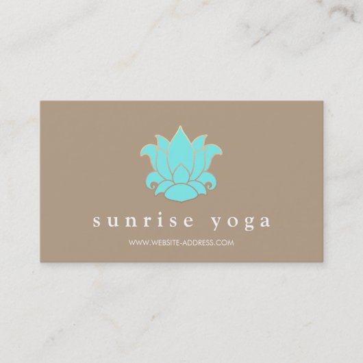 Carte De Visite Instructeur de Yoga Turquoise Moderne Bleu Lotus (Devant)