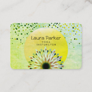 Carte De Visite Instructeur de Yoga vert Lotus Fleur Aquarelle