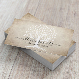 Carte De Visite Instructeur de yoga Vintage Tree Wellness Spa