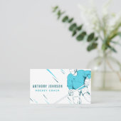 Carte De Visite Instructeur d'entraîneur de hockey sur glace Blue  (Debout devant)