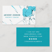 Carte De Visite Instructeur d'entraîneur de hockey sur glace Blue  (Devant / Derrière)