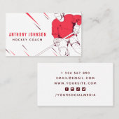 Carte De Visite Instructeur d'entraîneur de hockey sur glace Red C (Devant / Derrière)