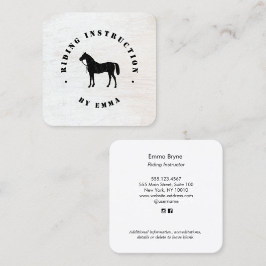 Carte de visite instructeur d'équitation (Devant / Derrière)