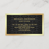 Carte De Visite Instructeur d'équitation Black Damask Gold Foil (Dos)